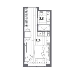 Апарт-отель  Industrial Avenir. Студия 22,1 кв. м
