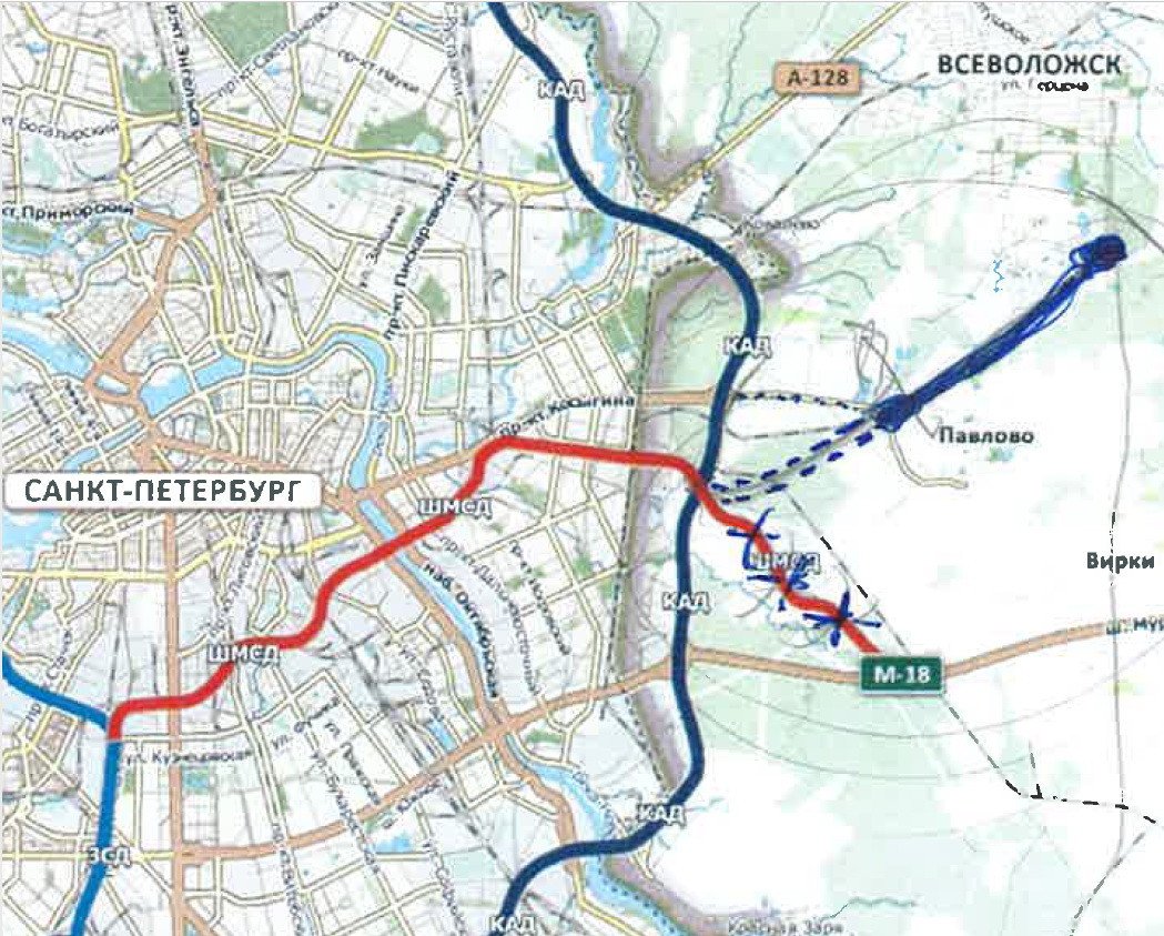 Восточный скоростной диаметр в санкт петербурге схема как пройдет