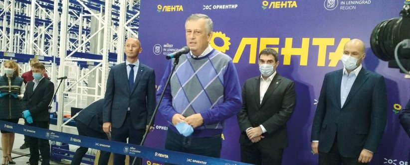 Губернатор Ленобласти Александр Дрозденко на открытии складского комплекса «Ленты»
