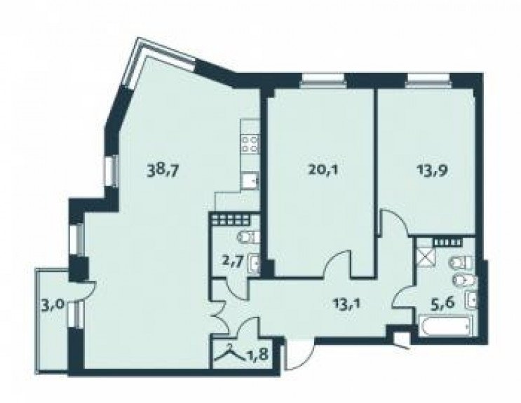 Комплекс апартаментов «Royal Park» апартамент  с двумя спальнями