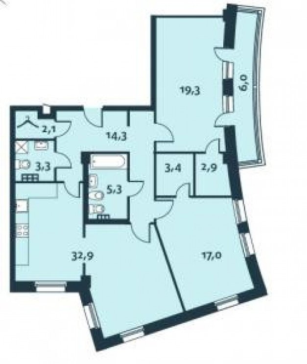 Комплекс апартаментов «Royal Park» апартамент с тремя спальнями