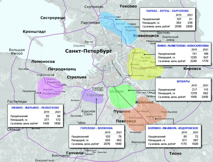 Карта сложившихся промышленных территорий в СПб и ЛО