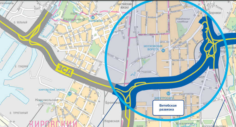 Карта восточного скоростного диаметра в санкт петербурге